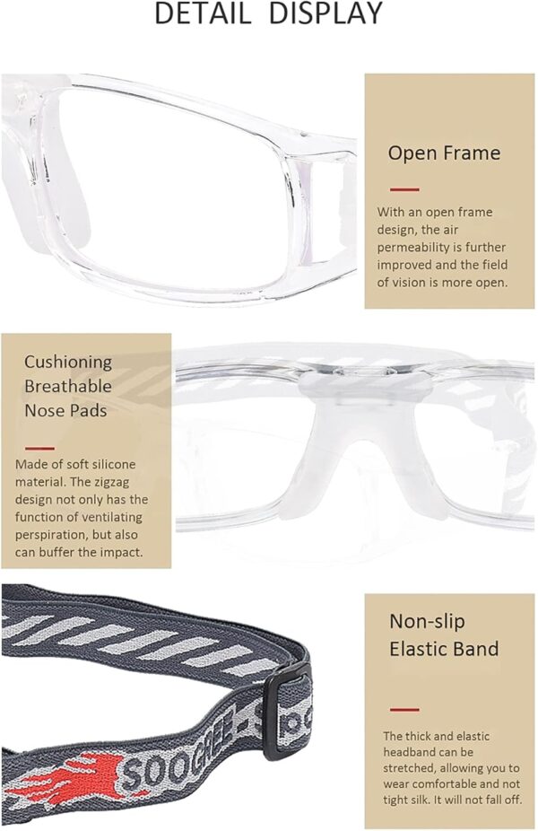 Sports Goggles Glasses – Basketball Protective Eyewear with Removable Lens and…
