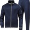 Men’s 2 Pieces Athletic Tracksuit Full-Zip Workout Sweatsuit with Active Jackets and Pants