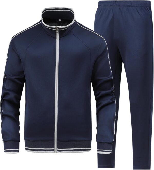 Men’s 2 Pieces Athletic Tracksuit Full-Zip Workout Sweatsuit with Active Jackets and Pants