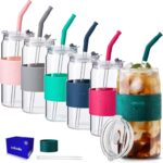 ColoVie 20oz Mixed Drinking Glasses with 6 Colors, Thicken Reusable Glass Tumblers...