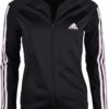 adidas Women's Essentials Tricot 3-Stripe Full-Zip Track Jacket - Black/Pink - M