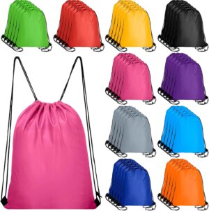 Lzerking Drawstring Backpack Bulk 50 Pcs 10 Colors Nylon Draw String Back…