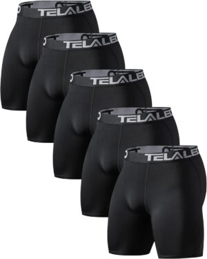 TELALEO 6 or 5 Pack Compression Shorts for Men Spandex Sport Shorts Athletic Workout…