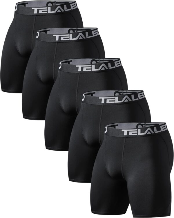 TELALEO 6 or 5 Pack Compression Shorts for Men Spandex Sport Shorts Athletic Workout…