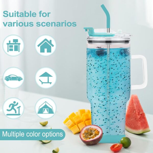 50 oz Glass Tumbler with Straw and Bamboo Lid, Handle, BPA Free Lid and Silicone Boot,…