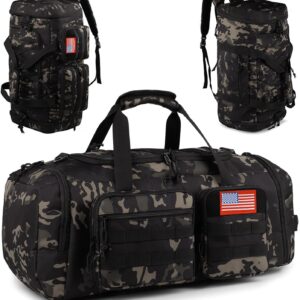 Tactical Gym Bag for Men50L Large 3 in 1 Sports Duffle Bag with Shoes…