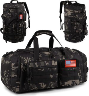 Tactical Gym Bag for Men50L Large 3 in 1 Sports Duffle Bag with Shoes…