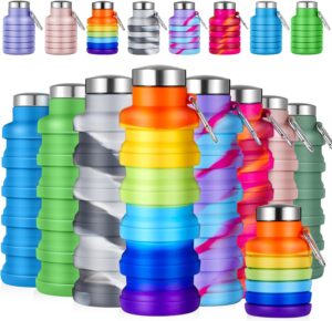Lallisa 8 Pcs Collapsible Water Bottles Bulk Reusable Silicone Foldable Water Bottles…