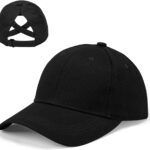 Women's Oversize Criss Cross Ponytail Baseball Cap for Big Heads, Cotton Ponytail Cap...