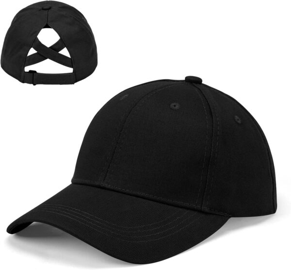 Women’s Oversize Criss Cross Ponytail Baseball Cap for Big Heads, Cotton Ponytail Cap…