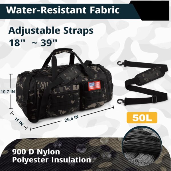 Tactical Gym Bag for Men50L Large 3 in 1 Sports Duffle Bag with Shoes…
