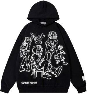 COOLMONAR Mens Cartoon Graphic Hoodies Streetwear Hooded Sweatshirt Pullover Hip Hop…