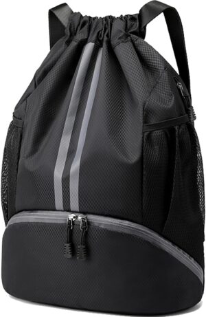 Hoedia Sports Drawstring Backpack – String Swim Gym Bag with Shoes…