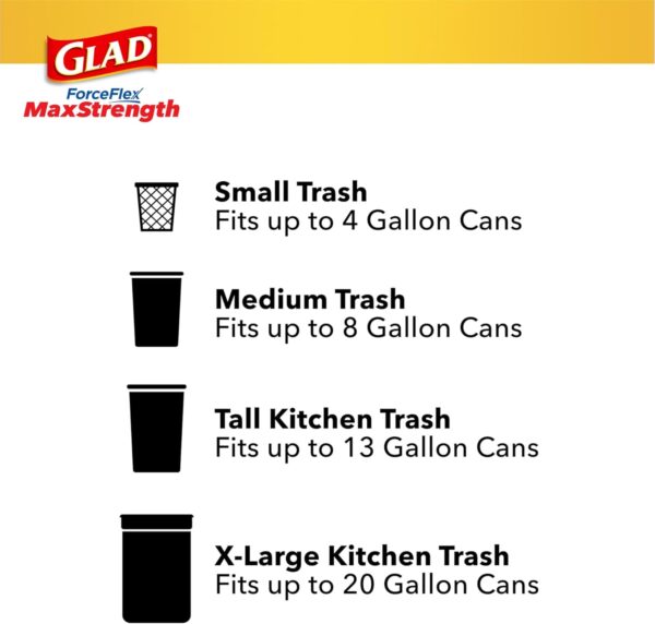 Glad ForceFlex MaxStrength Tall Kitchen Drawstring Trash Bags, 13 Gal, 90 Ct…