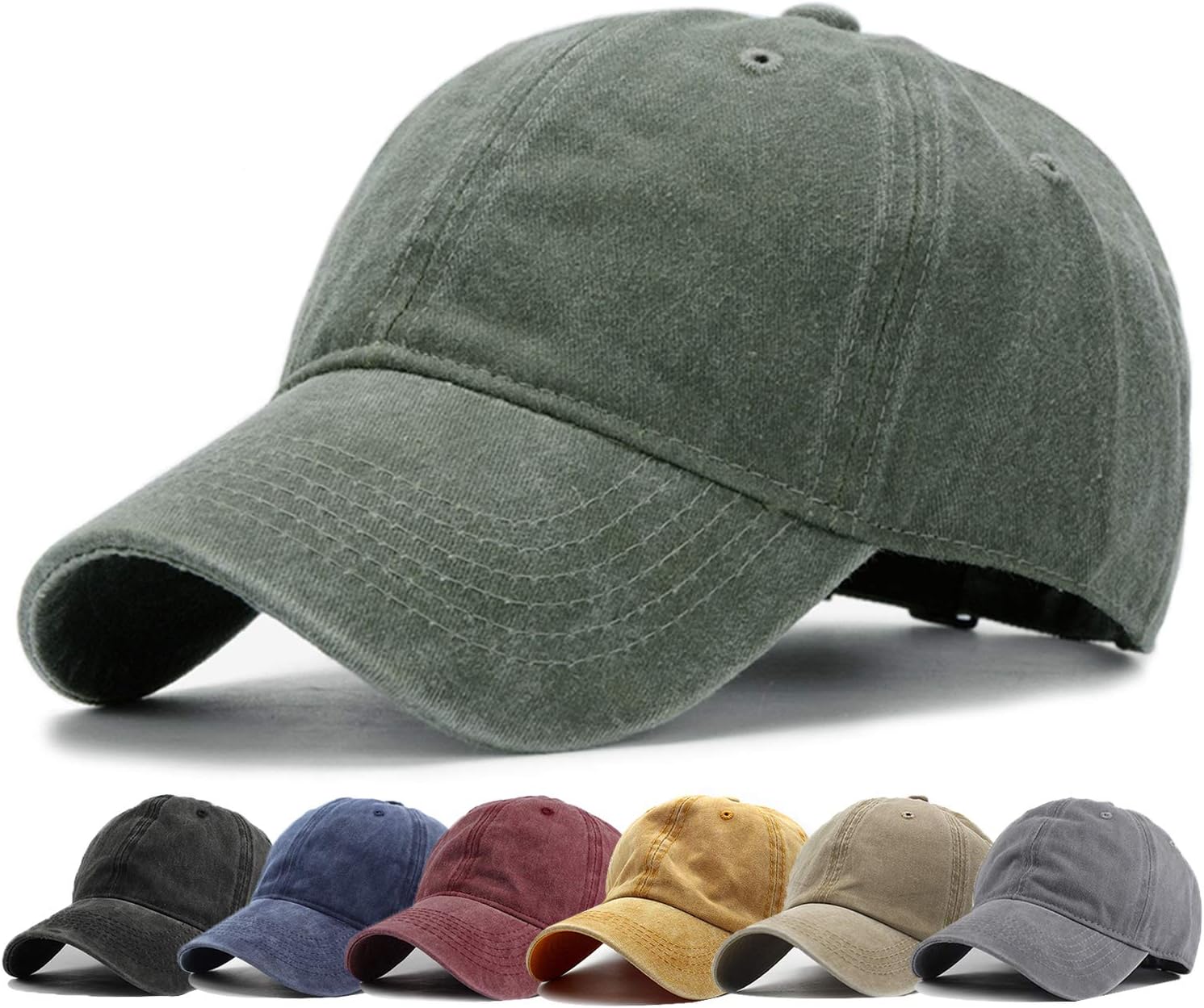 HH HOFNEN Men Women Washed Distressed Twill Cotton Baseball Cap Vintage Adjustable Dad Hat