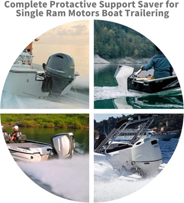 Single Ram Boat Transom Support Saver with 2 Pcs Trailering Motor Locks for Marine…