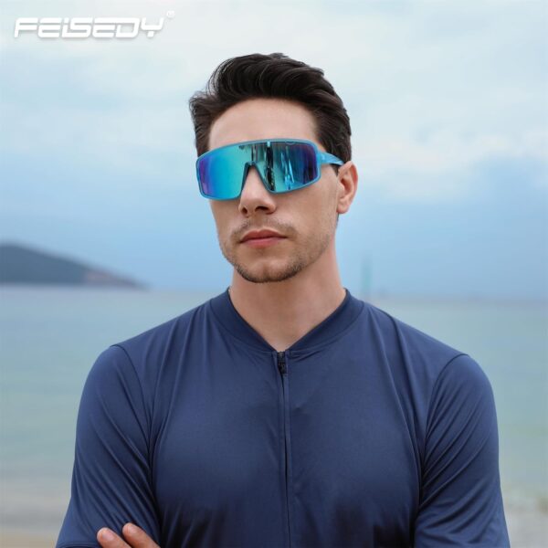 FEISEDY Sports Sunglasses, Polarized Oversized Shield for Women Men Youth, Baseball…