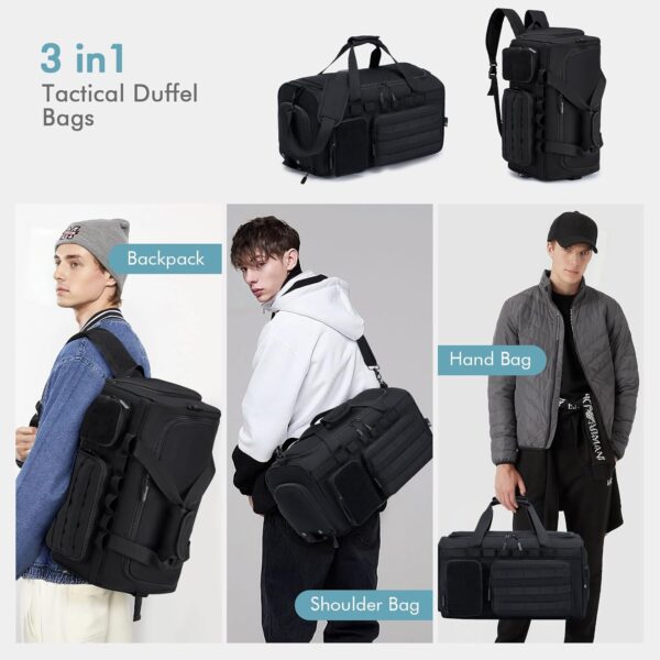 BAGZY 3 In 1 Tactical Military Travel Duffle Bag 40L with Shoe Compartment…