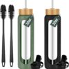 32 oz Glass Water Bottles With Silicone Sleeve (2-Pack) - Olive & Black, Each with...
