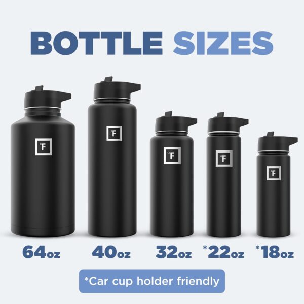 IRON FLASK Camping & Hiking Hydration Flask with 3 Lids – Stainless Steel, Double…