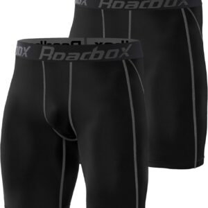 Roadbox 1 or 2 Pack Compression Shorts for Men, Athletic Workout Performance…