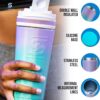 Ice Shaker Insulated Stainless Steel Shaker Bottle | 26oz, Mermaid | Cold for 30+…