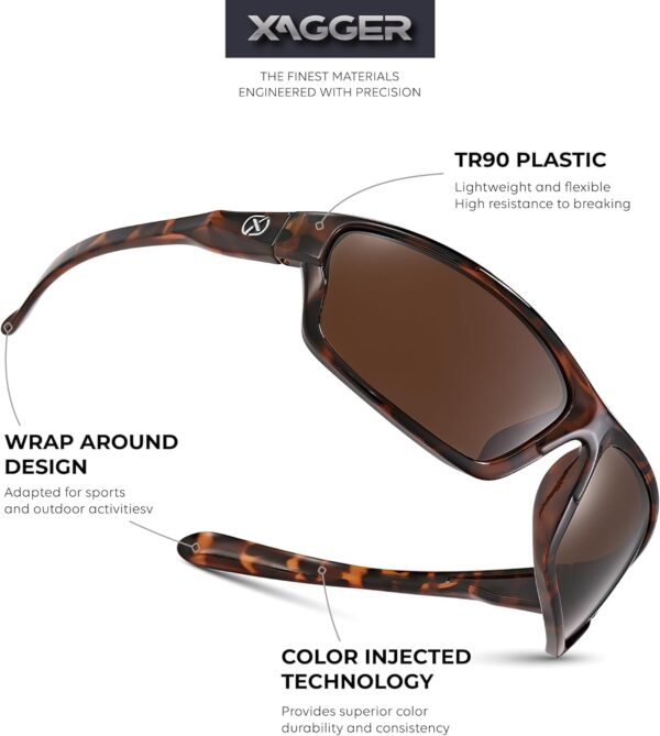 Xagger Polarized Wrap Around Sport Sunglasses for Men Women TR90 Frame