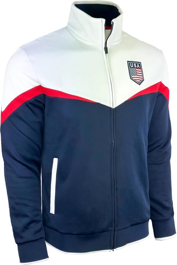 Men’s USA Track Jacket, U.S Full Zip Sweater Jacket With Zipper Pockets