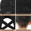 Womens Ponytail Hat Baseball Cap, Adjustable Criss Cross Baseball Cap High Bun Unisex…
