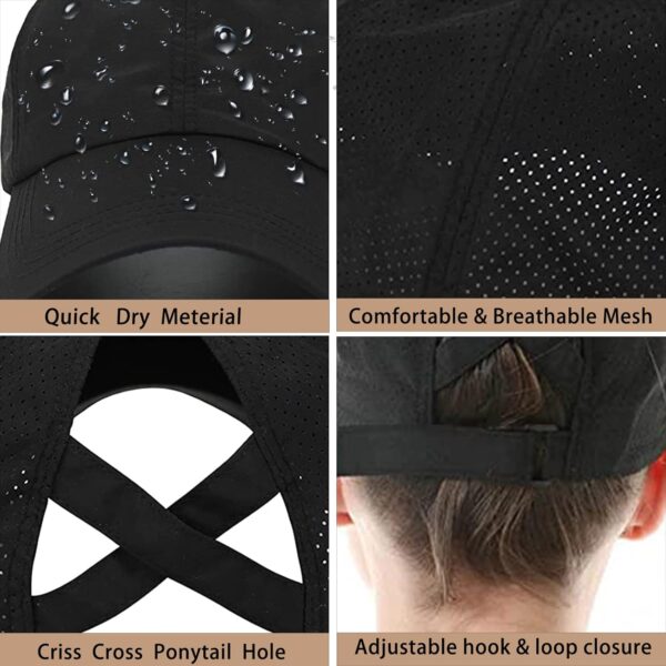 Womens Ponytail Hat Baseball Cap, Adjustable Criss Cross Baseball Cap High Bun Unisex…