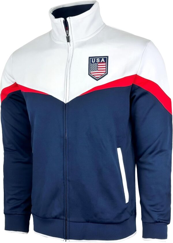 Men’s USA Track Jacket, U.S Full Zip Sweater Jacket With Zipper Pockets