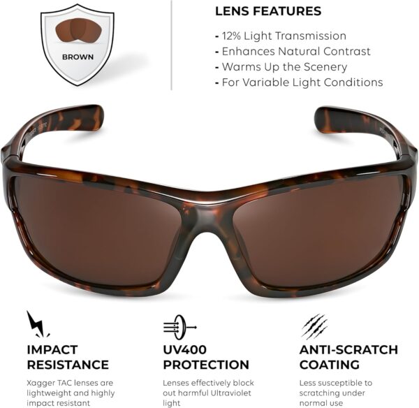 Xagger Polarized Wrap Around Sport Sunglasses for Men Women TR90 Frame