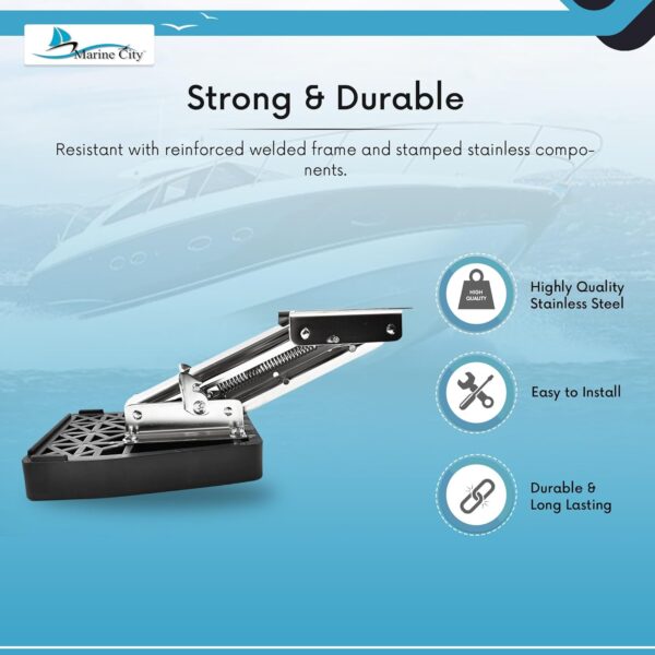 MARINE CITY Aluminum Outboard Motor Bracket, 2-Stroke, Retractable, Spring-Loaded, Up…