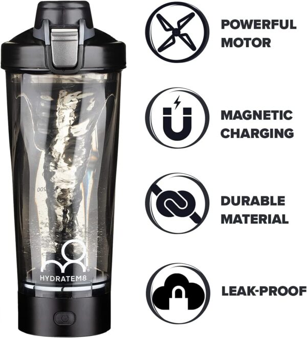 Electric Shaker Bottle 20oz: Automatic Clump-free Nutrition Powder Vortex Blender Cup…