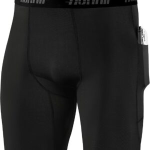 Runhit Men’s Compression Shorts with Pockets Athletic Running Spandex Shorts Sports…