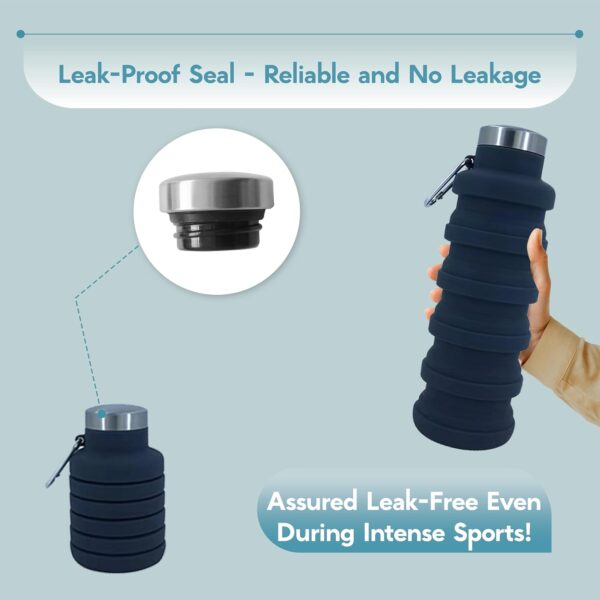Collapsible Water Bottles 12oz, Odorless BPA-Free Silicone, Leak-Proof Foldable…