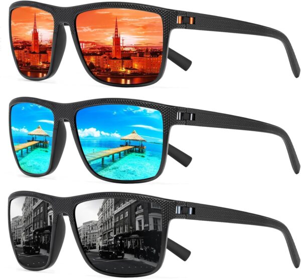 Square Polarized Sunglasses for Men and Women Lightweight Frame Sun Glasses with UV…