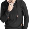 Zaitun Mens Hooded Sweatshirt Long Sleeve Solid Knitted Hoodie Pullover Sweater