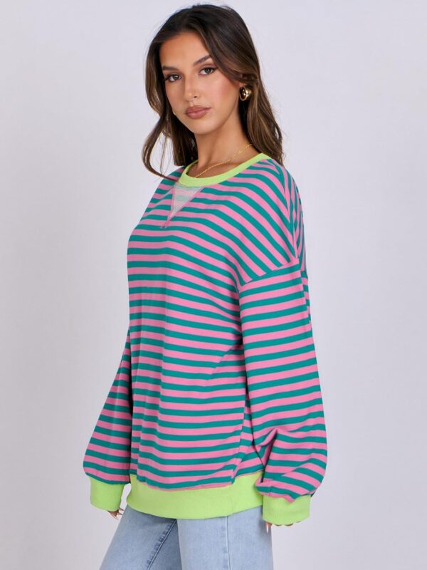 ANRABESS Women Striped Oversized Sweatshirt Crewneck Long Sleeve Shirts Hoodies 2025…