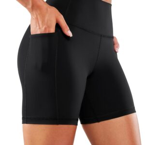 CRZ YOGA Women’s Naked Feeling Biker Shorts with Pockets 6” – High Waisted Yoga Gym…