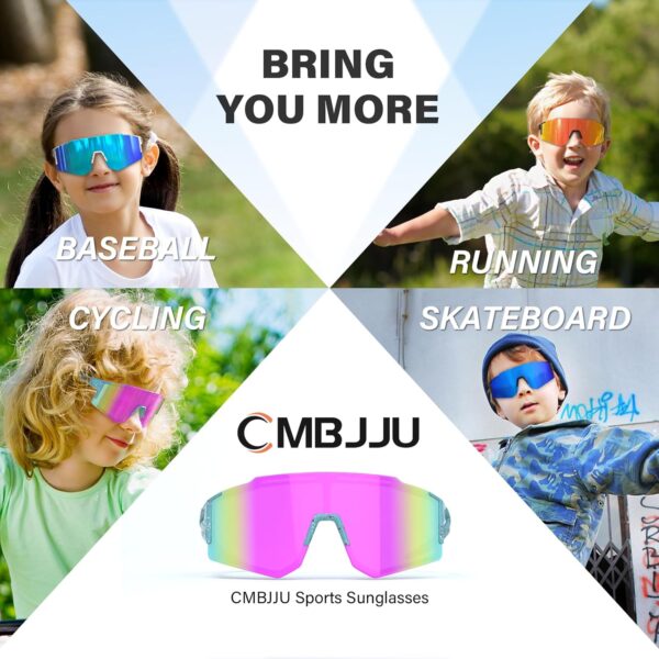 Kids Sunglasses,Youth Baseball Glasses for Boys Girls Age 6-14,Sports UV Protection…