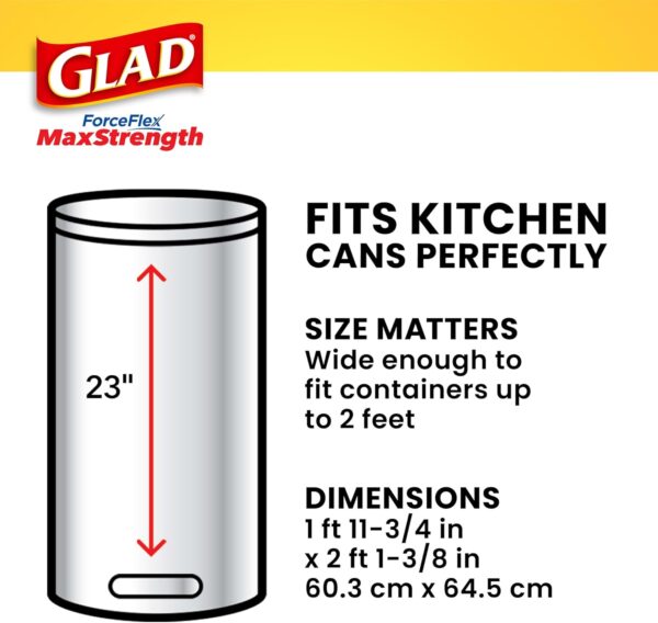 Glad ForceFlex MaxStrength Tall Kitchen Drawstring Trash Bags, 13 Gal, 90 Ct…