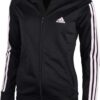 adidas Women’s Essentials Tricot 3-Stripe Full-Zip Track Jacket – Black/Pink – M
