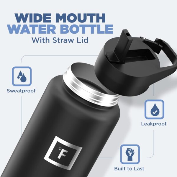 IRON FLASK Camping & Hiking Hydration Flask with 3 Lids – Stainless Steel, Double…