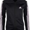 adidas Women’s Essentials Tricot 3-Stripe Full-Zip Track Jacket – Black/Pink – M