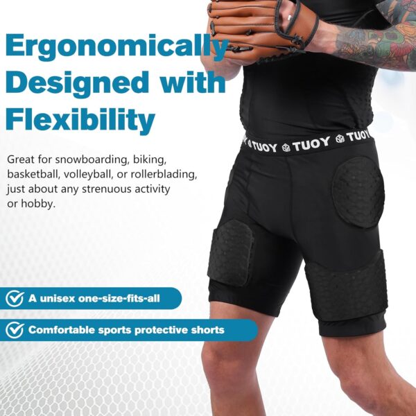 Men’s Padded Football Girdle Compression 5-Pads Integrated Football Pads with Hip Tail…