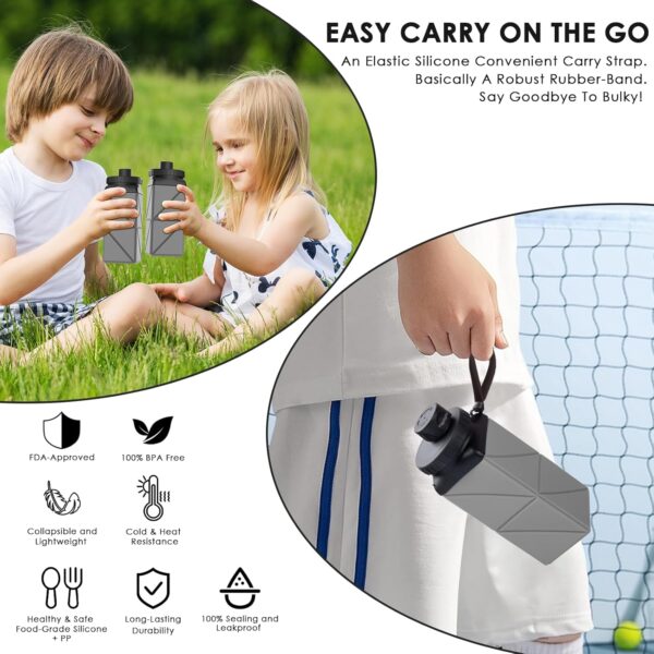 Collapsible Water Bottles,420ml Foldable Water Bottle BPA Free Reusable Lightweight…
