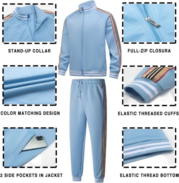Mens Tracksuits 2 Piece Set Full Zip Velour Sweatsuit for Casual Training Outdoor -…
