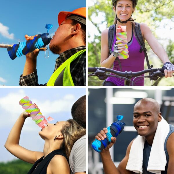 Collapsible Water Bottles, 2 Pack 16oz Silicone Travel Water Bottle Leakproof BPA Free…