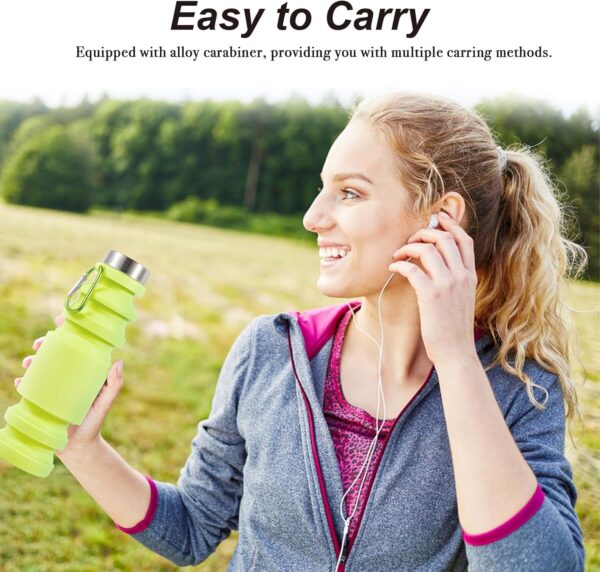 Collapsible Water Bottles Cups – 550ml Reusable BPA Free Silicone Foldable Travel…